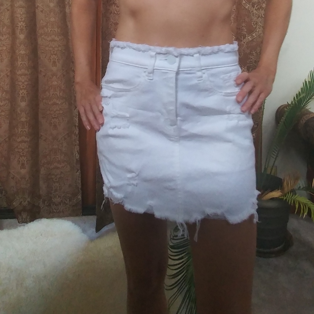 Express jean white skirt